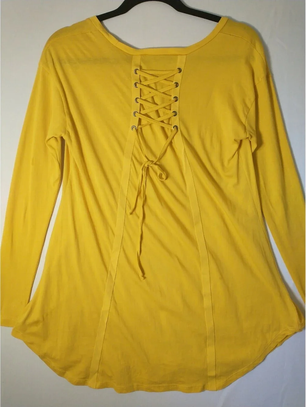 oso casuals Long Sleeve Tunic, Bright Yellow, Small, Laced Back